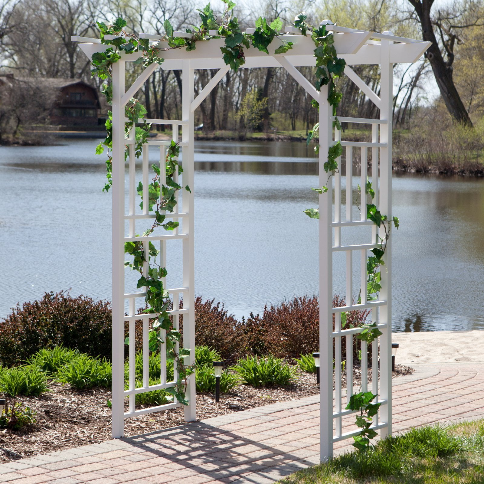 DuraTrel Wellington 50" x 28" x 82" White Vinyl Arbor