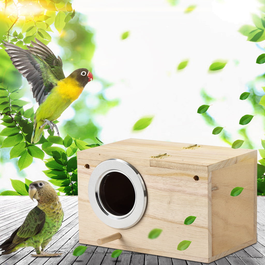 Pompotops Parakeet Ne st Box Bird House Wood Breeding Box for Lovebirds Parrotlets Mating