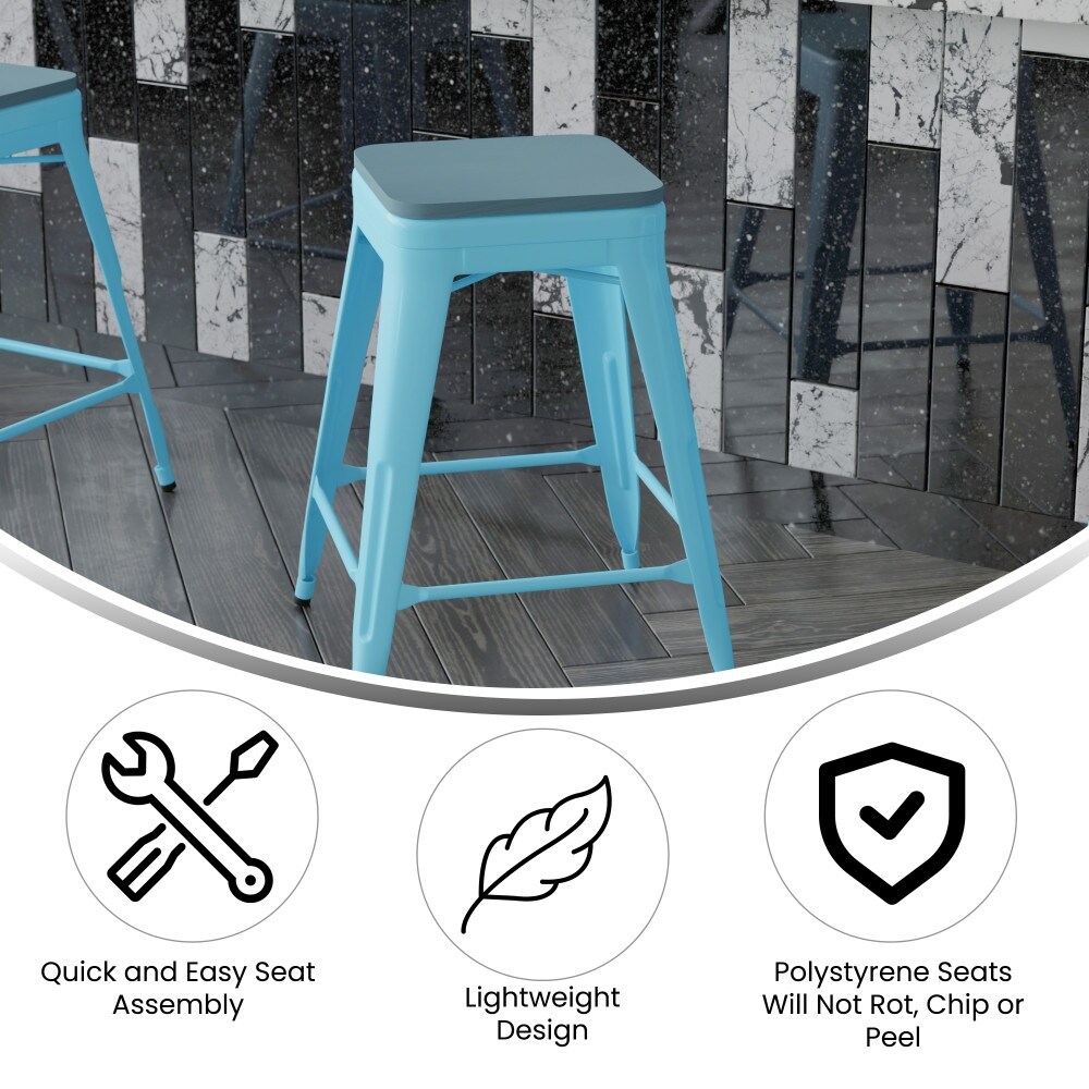 Weather Backless Commercial Bar Stool with Poly Resin Seat