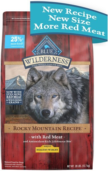 Blue Buffalo Wilderness Red Meat Healthy Weight Adult Dry Dog Food， 28-lb bag