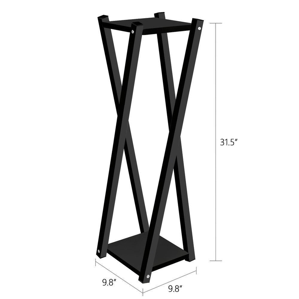 2 Tier Wood Metal Plant Stand Flower Pot Holder Rack Display Shelf