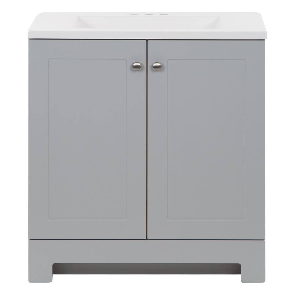 Glacier Bay 30.2 in. W x 18.8 in. D x 32.9 in. H Freestanding Bath Vanity in Pearl Gray with White Cultured Marble Top GB30P2-PG