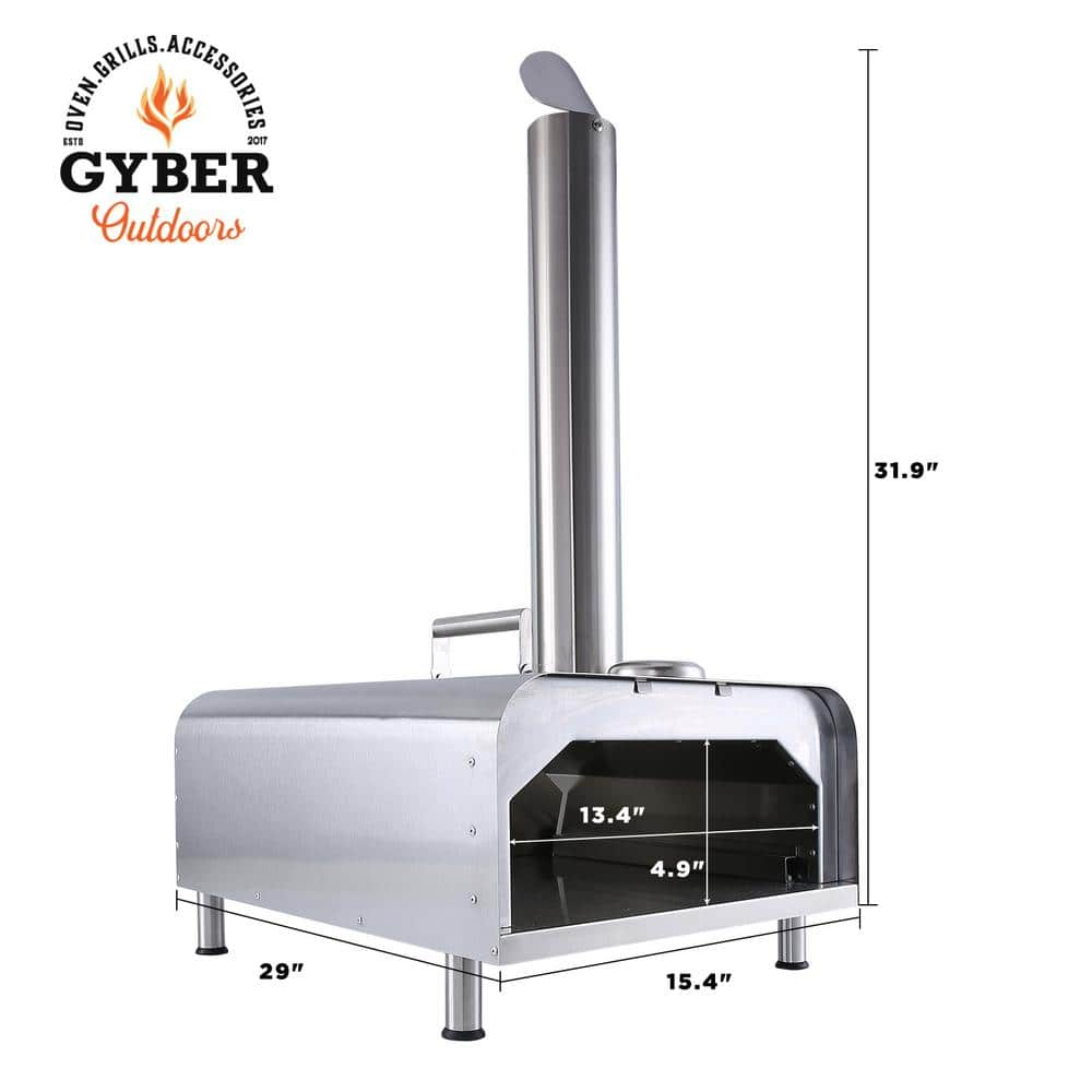 GYBER Fremont 29 in. Wood Pellets Outdoor Pizza Oven in Stainless Steel GYB-9075-GB040B