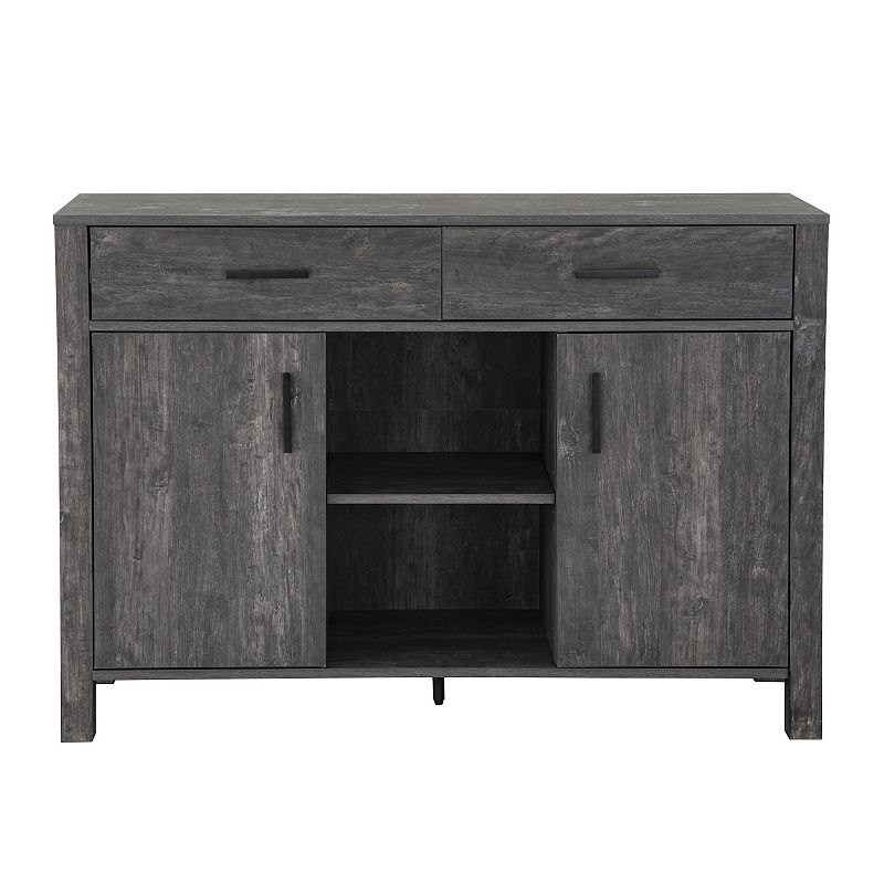 FC Design 47W Sideboard Storage Cabinet， Dining Server Cupboard Buffet Table with Two Cabinets and Drawers