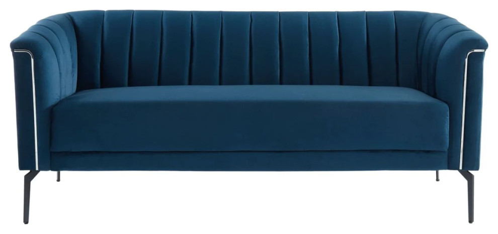 Vanna Modern Blue Fabric Sofa   Midcentury   Sofas   by V.S.D Furniture  Houzz