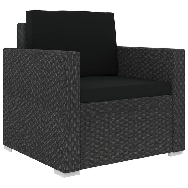 vidaXL 13 Piece Patio Lounge Set with Cushions Poly Rattan Black