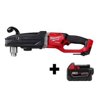 MW M18 FUEL 18-Volt Lithium-Ion Brushless Cordless GEN 2 Super Hawg 12 in. Right Angle Drill W Free M18 5.0 Ah Battery 2809-20-48-11-1850