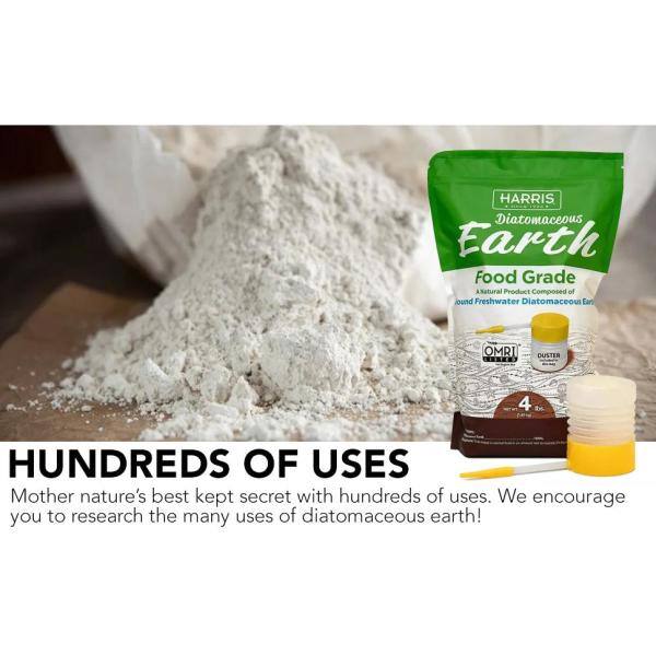 Harris 64 oz.(4 lb.) Diatomaceous Earth Food Grade 100% with Powder Duster Applicator DE-FG4P