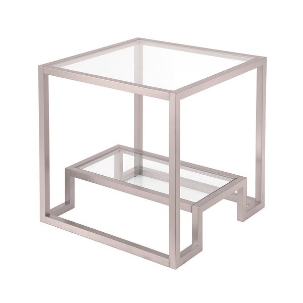 Athena Geometric Luxe Side Table in Silver