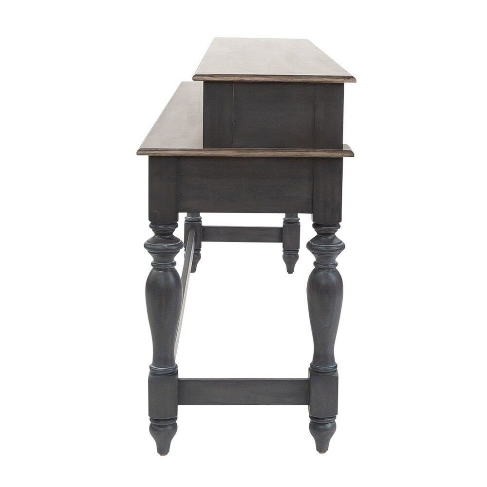 Ocean Isle Slate and Weathered Pine 4 Piece Console Table Set