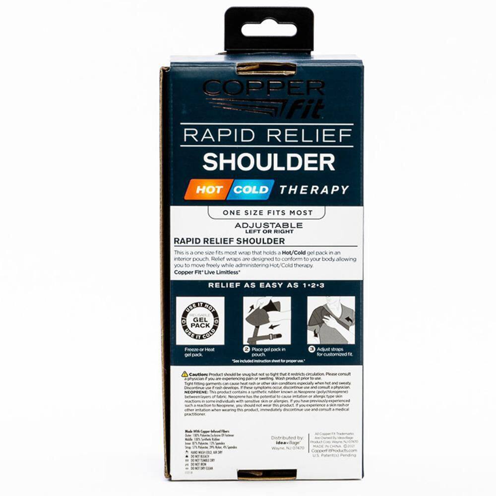 COPPER FIT Copper Infused Adjustable Compression Shoulder Wrap with Gel Pack in Black CFRRSHD