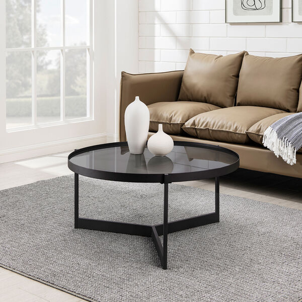 Rhonda Black with Smoked Glass Round Coffee Table