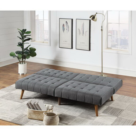 ADJUSTABLE SOFA in Black Faux Leather B089127410