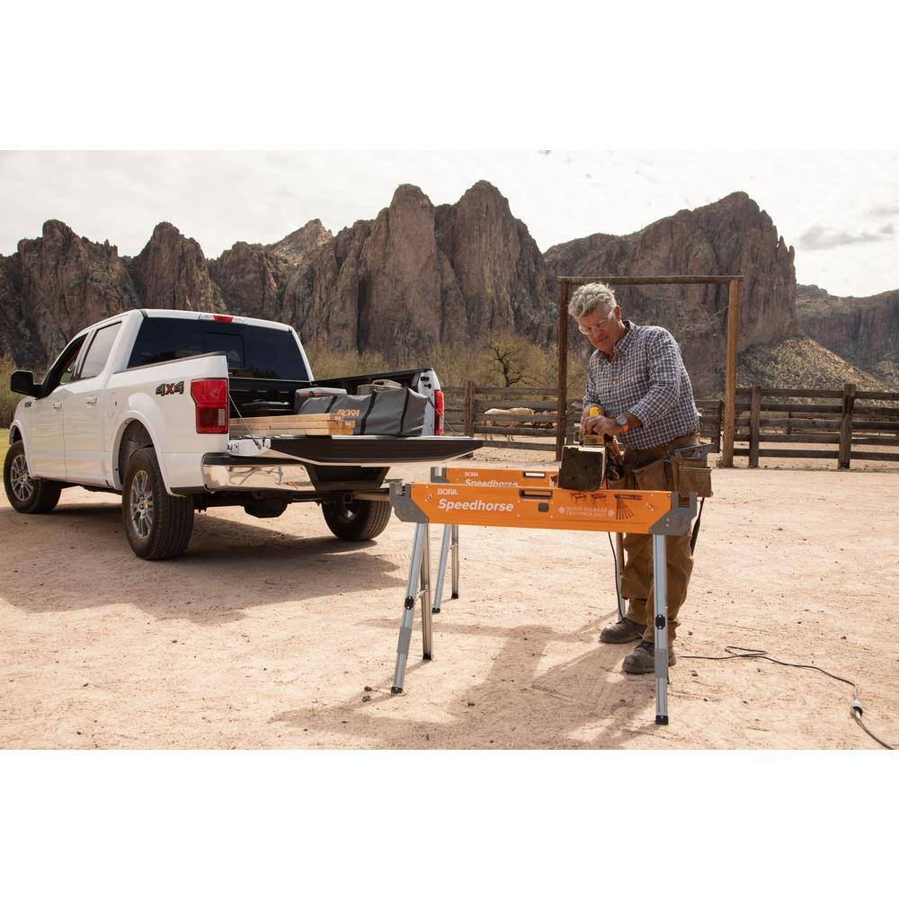 BORA 30 in. H Heavy Duty Steel Speedhorse Sawhorse with Auto Release Legs 1500 lbs. Capacity (2-Pack) PM-4500T