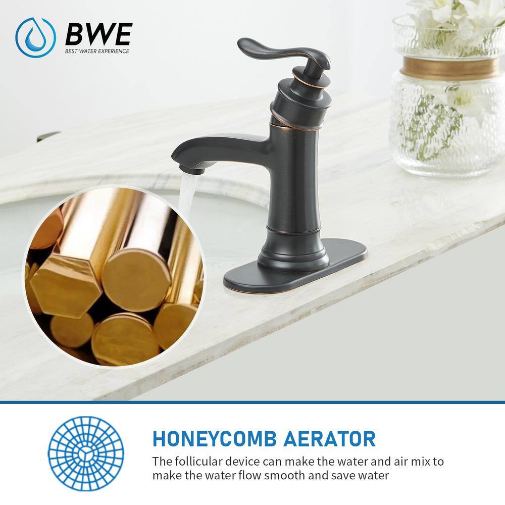 BWE Single Hole Single Handle Low-Arc Bathroom Faucet With Pop-up Drain Assembly in Oil Rubbed Bronze A-96576-ORB