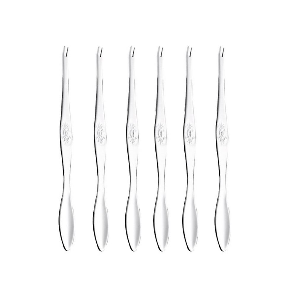 6pcs 304 Stainless Steel Crab Tool Quick Crab Needle Fork Picks For Home Restaurant (silver)