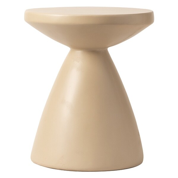 Modern Round Side Table Fiberstone Accent Table with Pedestal Base Dune Series by LeisureMod