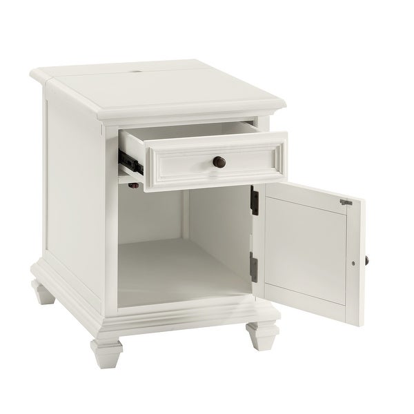 The Gray Barn Castana Modern Farmhouse Soft White End Table with USB