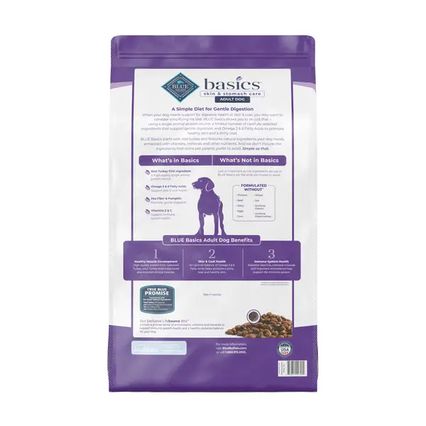 Blue Buffalo Basics 24 lb Skin and Stomach Care Turkey and Potato Grain Free Natural Adult Dry Dog Food