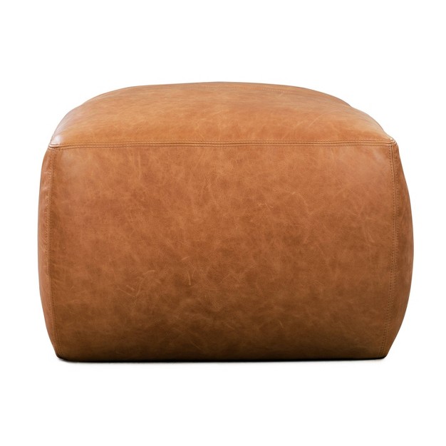 Maine Leather Ottoman Cognac Tan Poly amp Bark