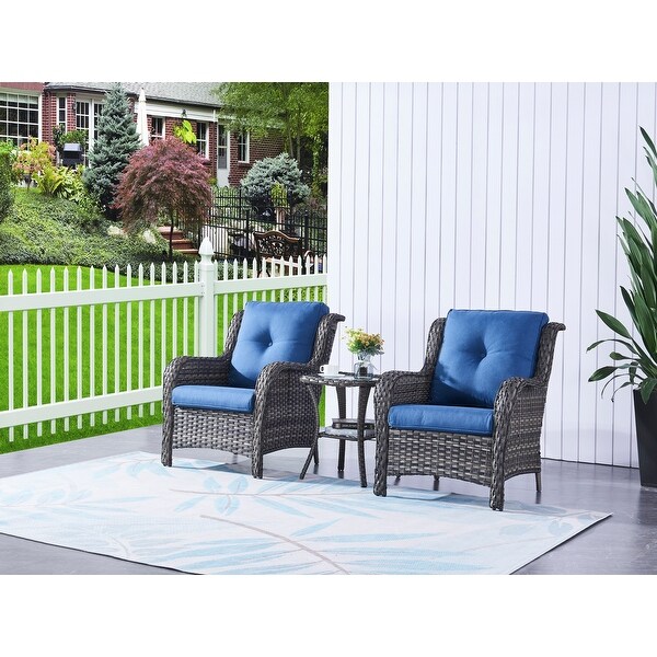 Pocassy Outdoor Wicker Bistro Set，3 Piece Patio Set