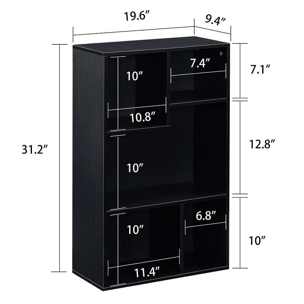 VECELO  Widened Version  2 Tier Five Open Cube Wooden Bookcase Organizer  Bookshelf  Book Storage