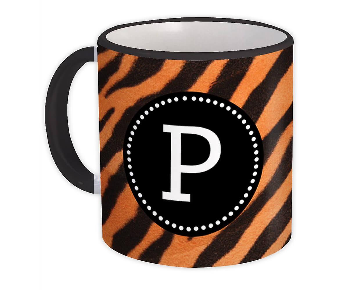 Gift Mug: Monogram Letter P Tiger