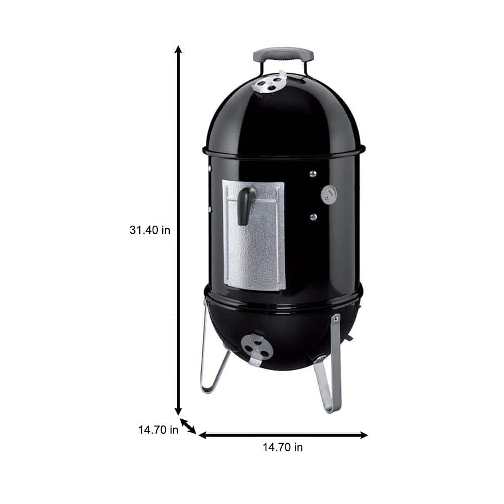 Weber 14 in Smokey Mountain Cooker Smoker in Black with Cover and BuiltIn Thermometer