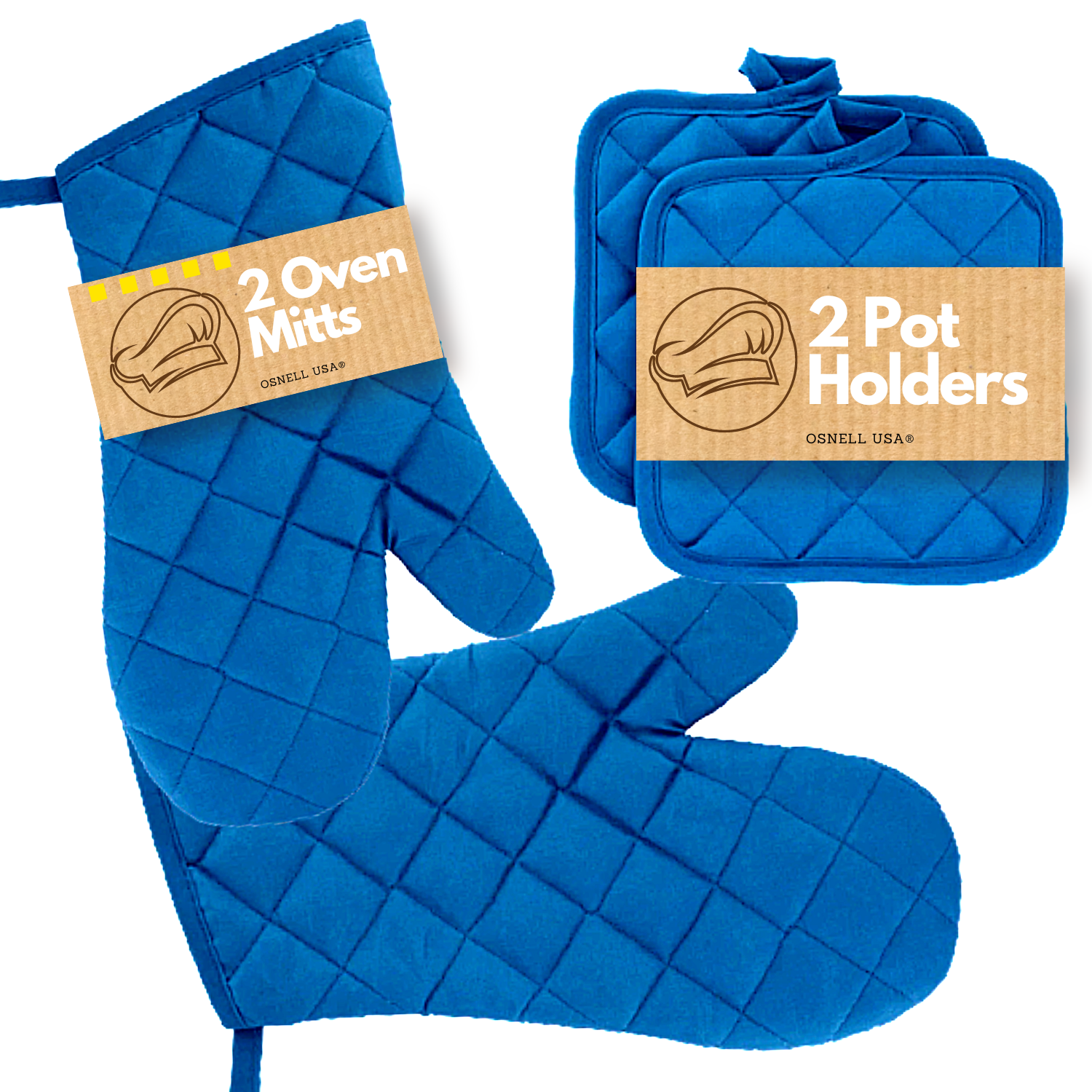 Kitchen Oven Mitt Pot Holder Set Kitchen Linens Oven Mitt Pot Holder Pack ( Navy Blue)