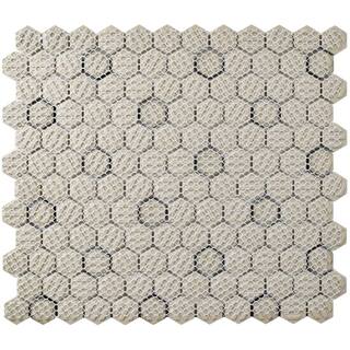 Merola Tile Metro Hex Matte White with Black Dot 10-14 in. x 11-78 in. Porcelain Mosaic (8.6 sq. ft.Case) FDXMHMWD