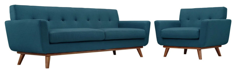 Giselle Azure Armchair and Sofa 2 Piece Set   Midcentury   Living Room Furniture Sets   by Peachtree Fine Furniture  Houzz