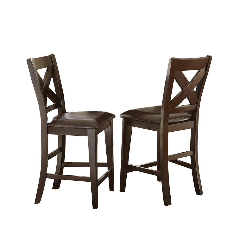 Steve Silver Company Crosspointe 43 in. Dark Espresso Counter Chair (Set of 2) CP700CC