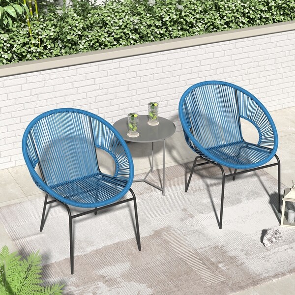 Corvus Sarcelles Woven Wicker Indoor/Outdoor Bistro Chairs (Set of 2)