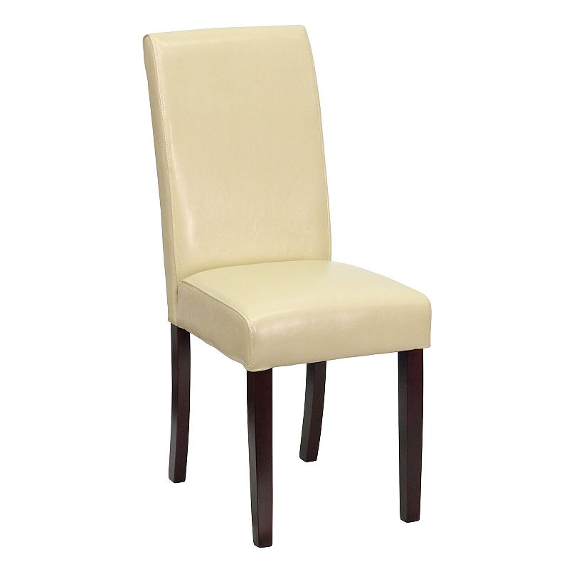 Merrick Lane Vallia Series Faux Leather Panel Back Parson's Chair for Kitchen， Dining Room and More