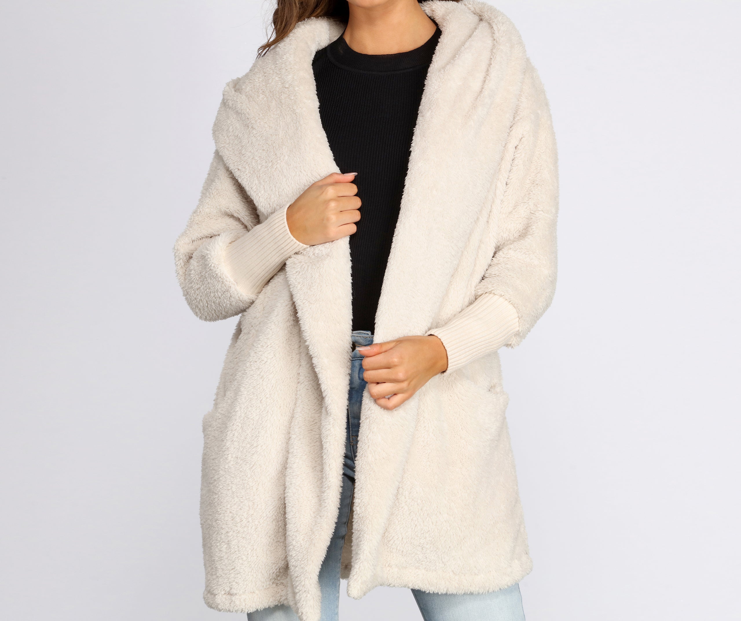 Super Soft Faux Fur Knit Sweater Jacket