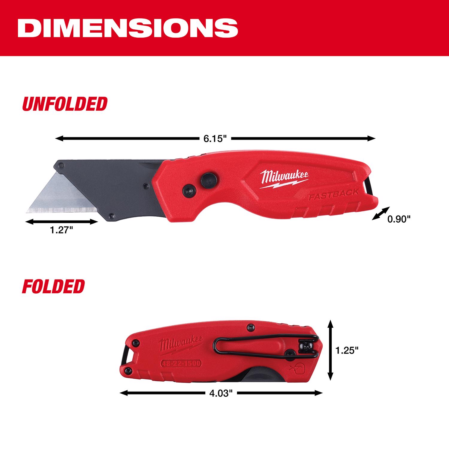 MW Fastback 6.87 in. Press and Flip Folding Utility Knife Set Red 2 pk