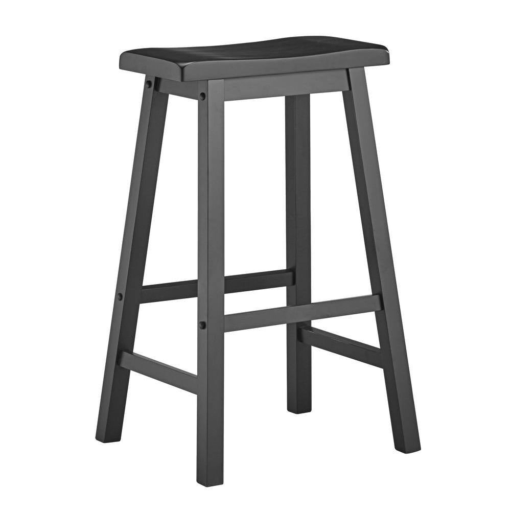 HomeSullivan 29 in. Vulcan Black Saddle Seat Bar Height Backless Stools (Set Of 2) 405302V-29