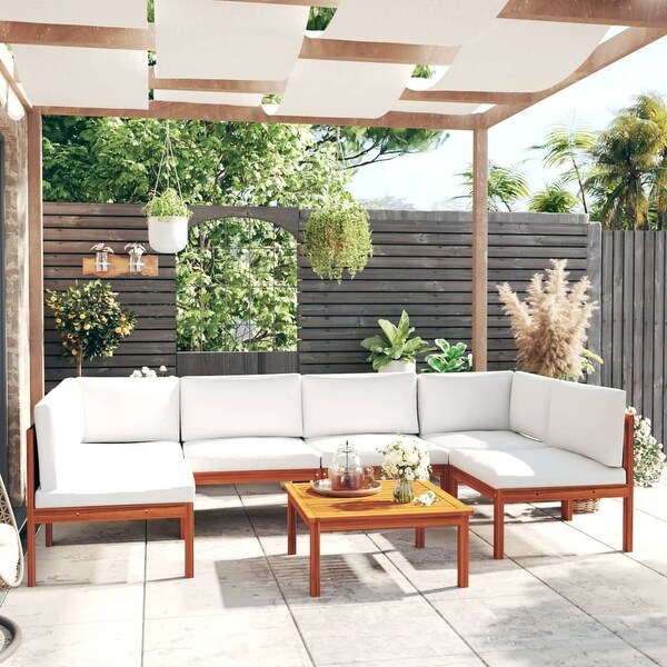 vidaXL Patio Lounge Set Outdoor Sectional Sofa with Cushions Solid Acacia Wood