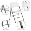 Flash Furniture HERCULES Series 330 lb. Capacity White Plastic Folding Chair with Gray Frame