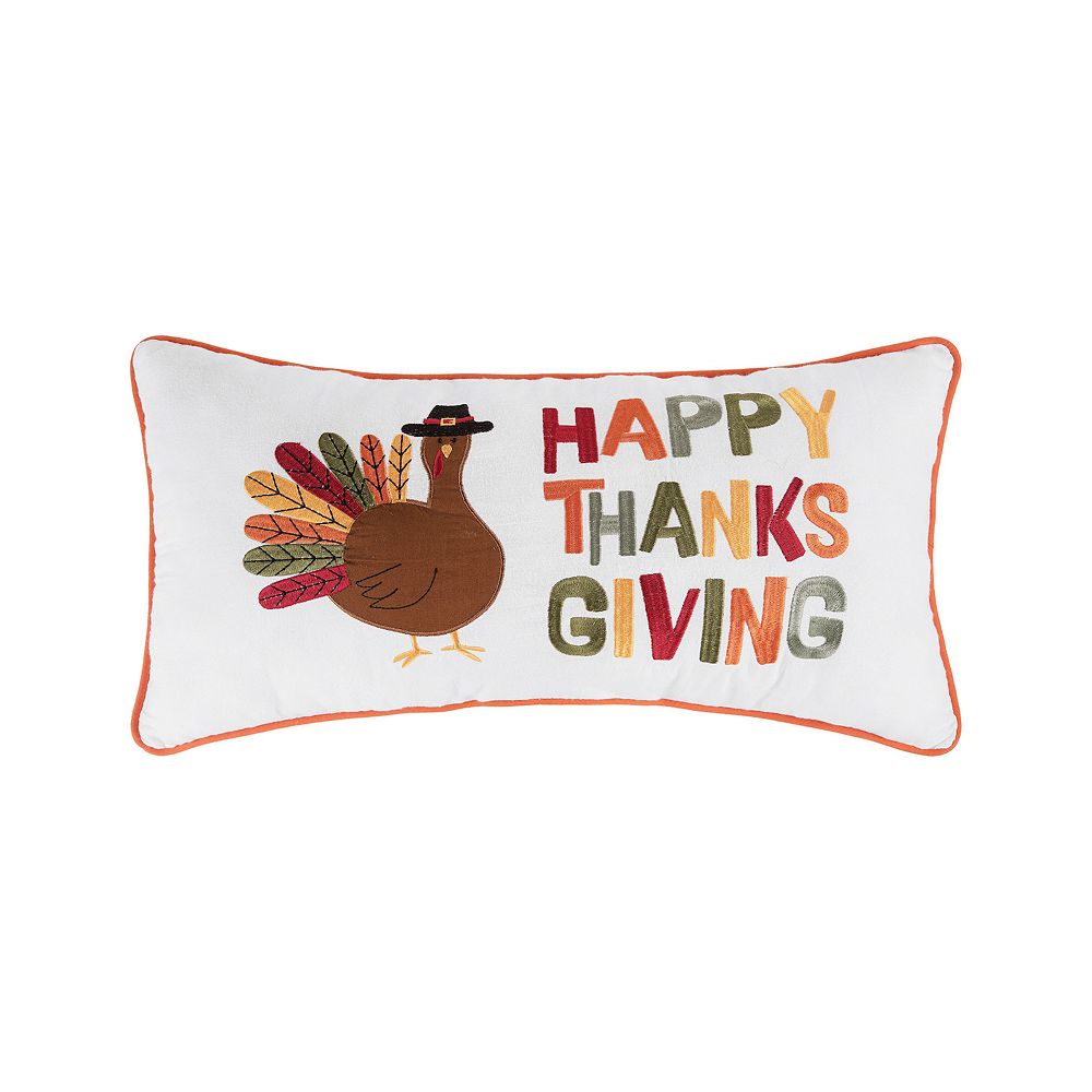 CandF Home Happy Thanksgiving Fall Turkey Throw Pillow