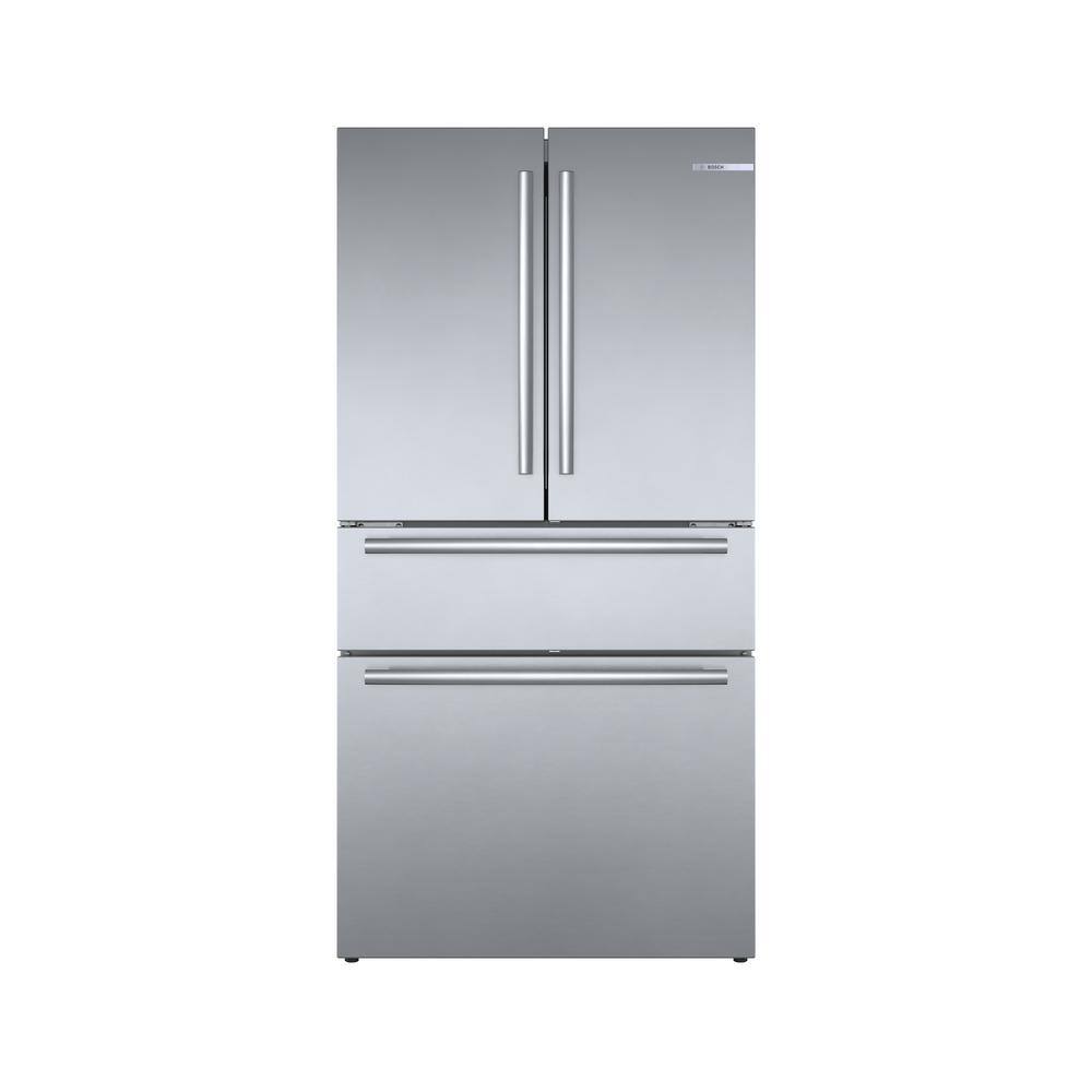 Bosch 800 Series 36 in. 21 cu ft Smart Counter Depth French Door Bar Handle Refrigerator in Stainless Steel with Ice and Water B36CL80SNS