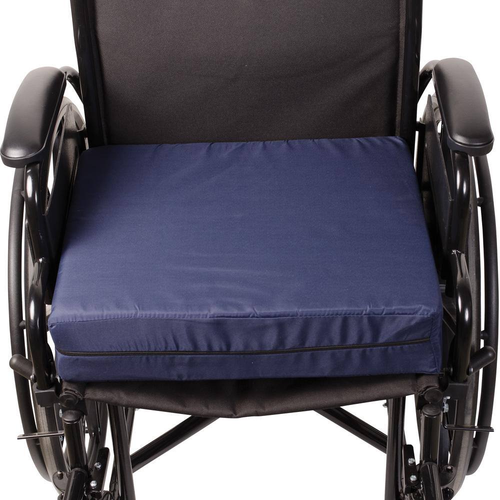 MABIS Standard Polyfoam 16 in. x 18 in. x 4 in. Wheelchair Cushion in Navy 513-7602-2400