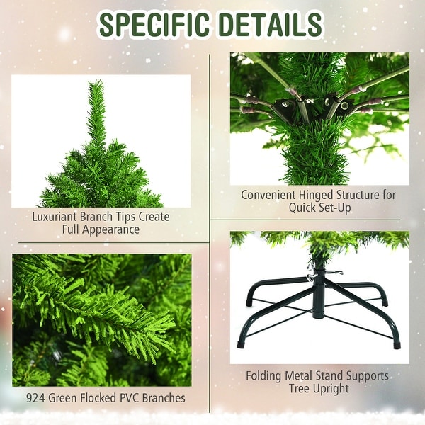 Gymax 4.5/6.5/7.5 FT Verdant Artificial Christmas Tree Hinged Green