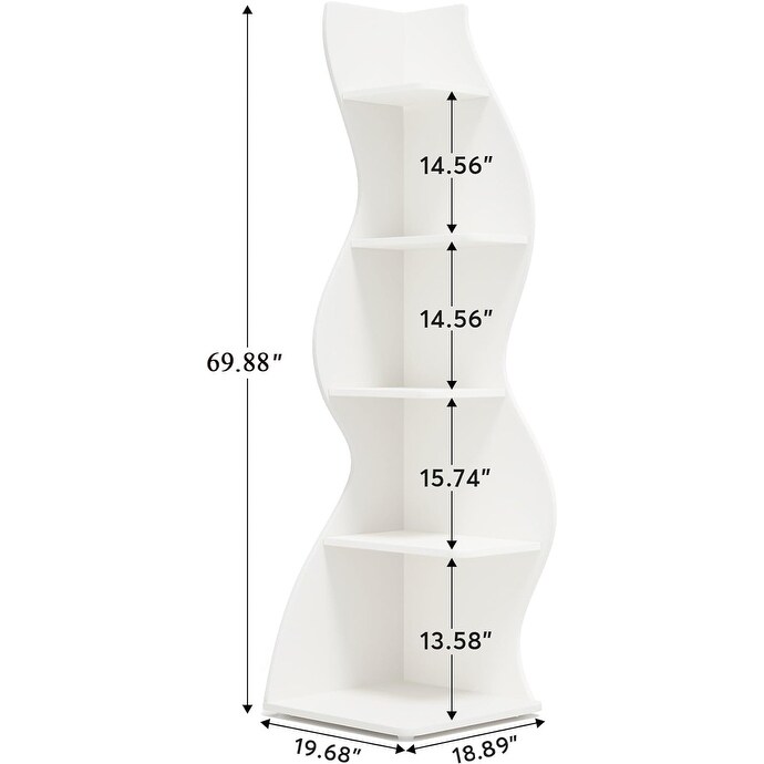 Corner Shelf Bookcase Bookshelf with Unique Shape for Living Room  Home Office