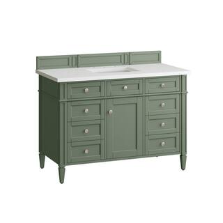 James Martin Vanities Brittany 48.0 in. W x 23.5 in. D x 33.8 in. H Bathroom Vanity in Smokey Celadon with White Zeus Quartz Top 650-V48-SC-3WZ