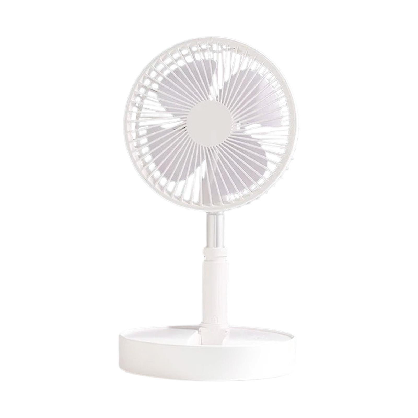 Portable Standing Fan Quiet Foldable Pedestal Fan For Camping Bedroom Travel White 7200mah