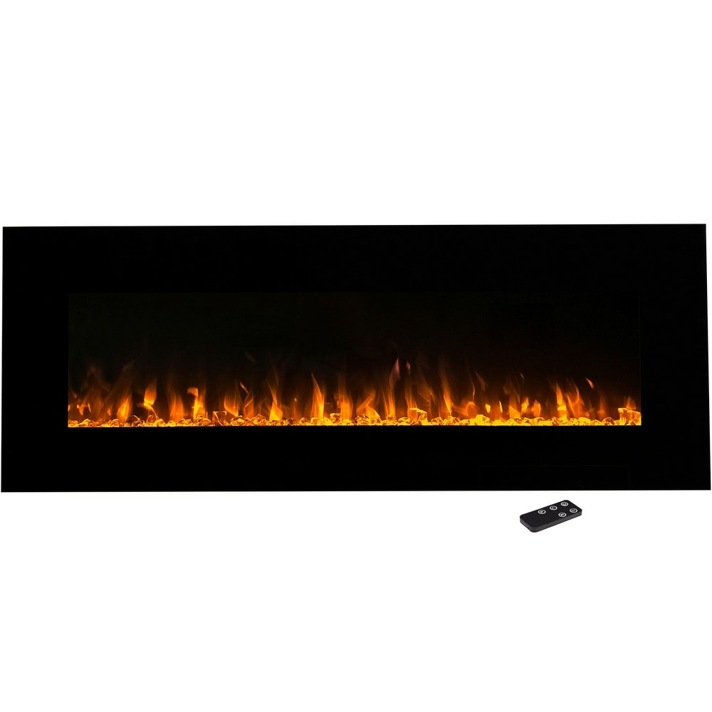 Hastings Home 54” Electric Fireplace  Wall Mount  Front Vent  LED Flame Technology   Remote Control   54” x 20” x 4.75”