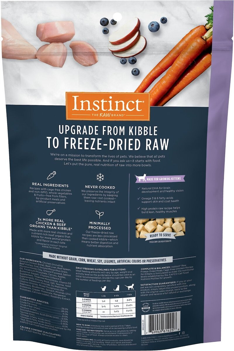 Instinct Raw Meals Cage-Free Chicken Recipe Grain-Free Freeze-Dried Kitten Food， 9.5-oz bag