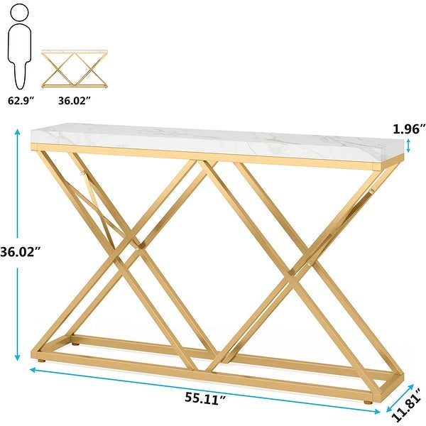 55-Inch Gold Console Table for Living Room， Entryway， Hallway