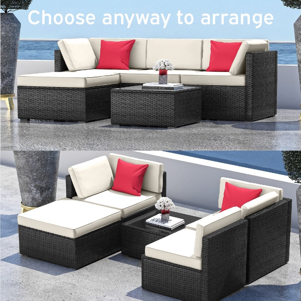 Nestl 5 Piece Outdoor Wicker Patio Furniture Set   Patio Furniture Set with Sectional Patio Seating